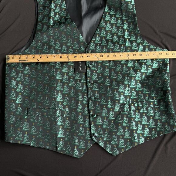 Barry Wang Vest Mens 2XL Silk Christmas Tree Holiday Formal Waistcoat - Picture 8 of 9